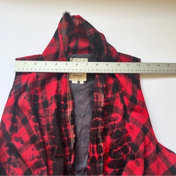 Anthropologie Elevenses Roxanne Vest Flannel Red Black Buffalo Plaid Check Sz S - Picture 10 of 16